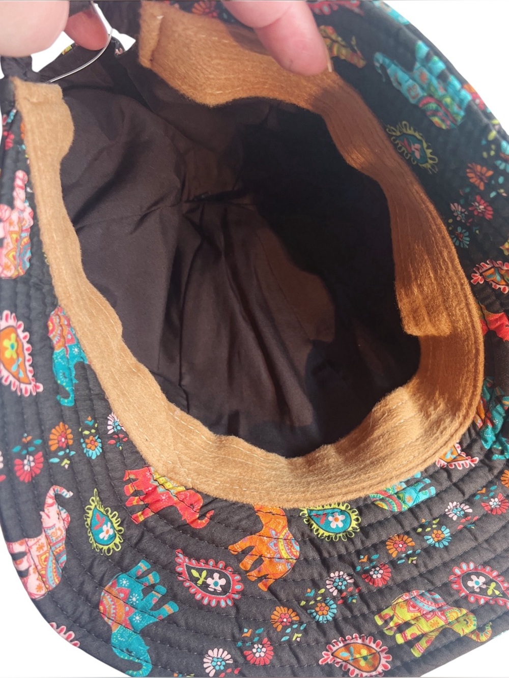 NaRaYa Lady’s Elephant Paisley Print Sun Hat - Black Multicolor Gardening Summer - Picture 8 of 8